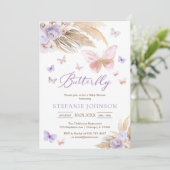 Butterfly Floral Baby Shower Invitation Einladung (Stehend Vorderseite)