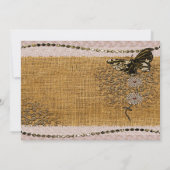 Butterfly Floral Beads Lace & Burlap Brautparty Einladung (Rückseite)