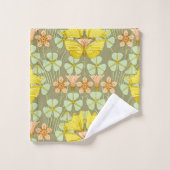 Butterfly Floral botanisch farbig Badhandtuch Set (Waschlappen)