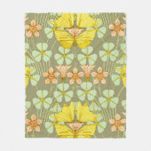 Butterfly Floral botanisch farbig Fleecedecke (Vorderseite)