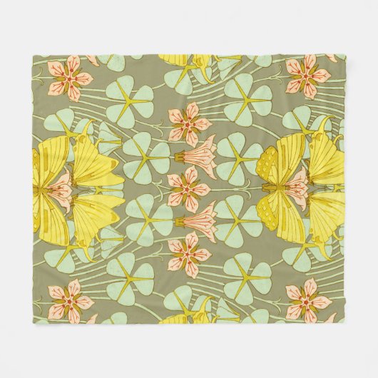 Butterfly Floral botanisch farbig Fleecedecke (Vorderseite (Horizontal))