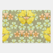 Butterfly Floral botanisch farbig Geschenkpapier Set (Vorderseite)