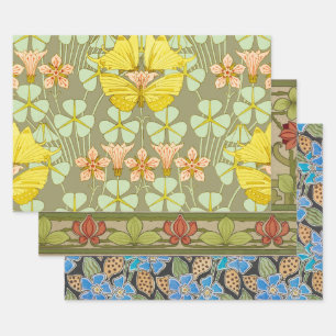 Butterfly Floral botanisch farbig Geschenkpapier Set