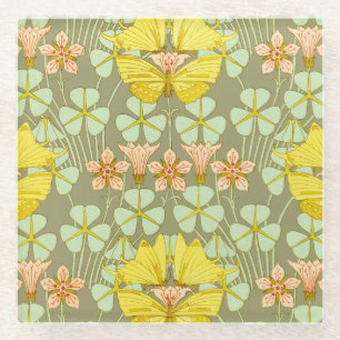 Butterfly Floral botanisch farbig Glasuntersetzer