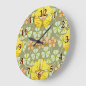 Butterfly Floral botanisch farbig Große Wanduhr (Winkel)
