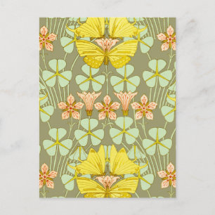 Butterfly Floral botanisch farbig Postkarte