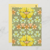Butterfly Floral botanisch farbig Postkarte (Vorne/Hinten)