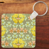 Butterfly Floral botanisch farbig Schlüsselanhänger (Rückseite)