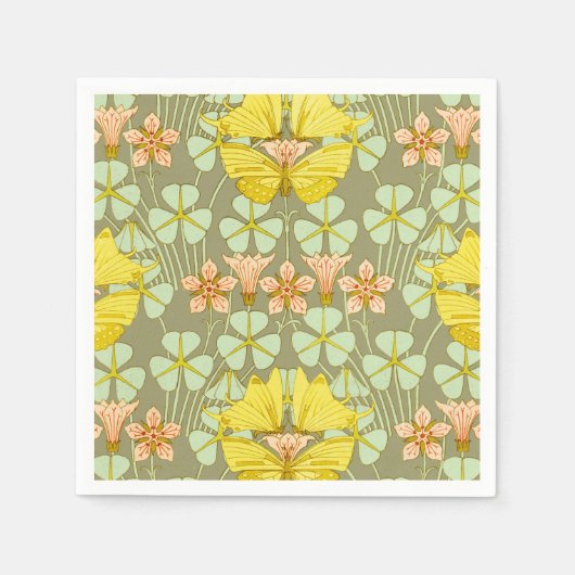 Butterfly Floral botanisch farbig Serviette (Vorderseite)