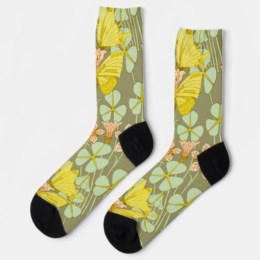 Butterfly Floral botanisch farbig Socken (Linkes Detail)