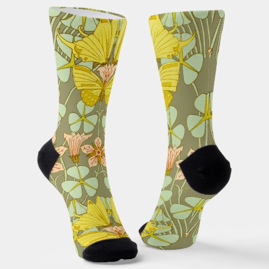 Butterfly Floral botanisch farbig Socken (Gewinkelt)