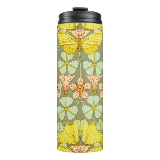 Butterfly Floral botanisch farbig Thermosbecher (Vorderseite)