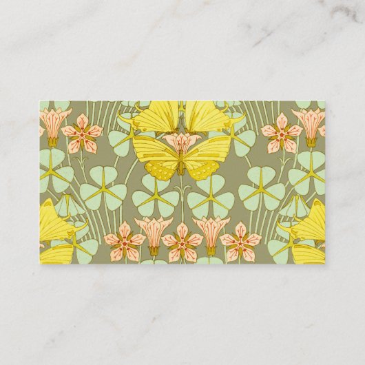 Butterfly Floral botanisch farbig Visitenkarte (Rückseite)