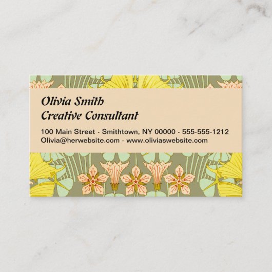 Butterfly Floral botanisch farbig Visitenkarte (Vorderseite)