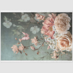 Butterfly & Floral Bouquet, rosa, grün & beige Seidenpapier