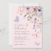 Butterfly Floral Brautparty Einladung (Vorderseite)