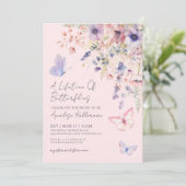 Butterfly Floral Brautparty Einladung (Stehend Vorderseite)