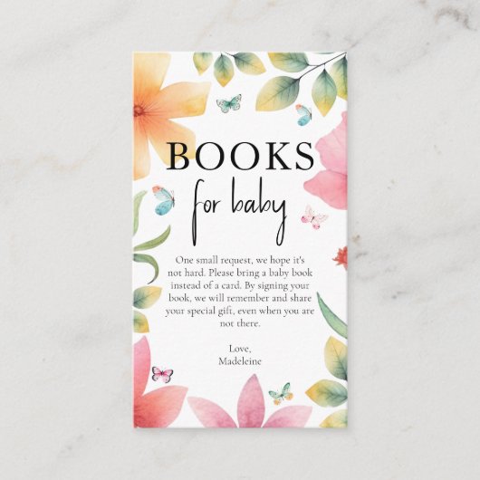 Butterfly Floral Bringen Sie eine Babydusche mit B Begleitkarte (Vorderseite)