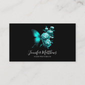 Butterfly Floral Elegantes Script Black Visitenkarte (Vorderseite)