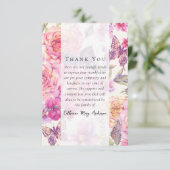 Butterfly Floral Foto Beileid Beerdigung Gedenkfei Dankeskarte (Stehend Vorderseite)