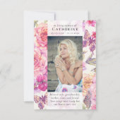 Butterfly Floral Foto Beileid Beerdigung Gedenkfei Dankeskarte (Rückseite)