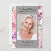 Butterfly Floral Foto Keepake Beerdigung Gedenkstä Dankeskarte (Vorderseite)