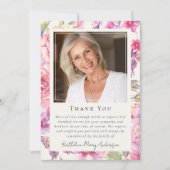 Butterfly Floral Foto Keepake Beerdigung Gedenkstä Dankeskarte (Vorderseite)