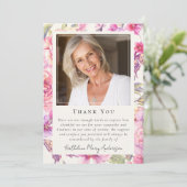 Butterfly Floral Foto Keepake Beerdigung Gedenkstä Dankeskarte (Stehend Vorderseite)