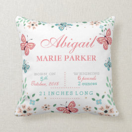 Butterfly Floral Garden Baby Stats Kissen