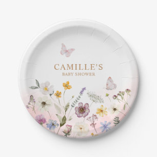 Butterfly Floral Garden Babydusche Pappteller