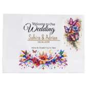 Butterfly Floral Gift Bag -Customization Available Große Geschenktüte (Rückseite)