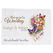 Butterfly Floral Gift Bag -Customization Available Große Geschenktüte (Rückseite)