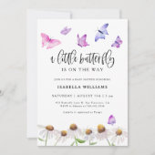 Butterfly Floral Girl Babydusche Einladung (Vorderseite)
