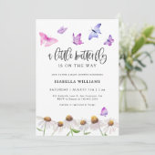 Butterfly Floral Girl Babydusche Einladung (Stehend Vorderseite)