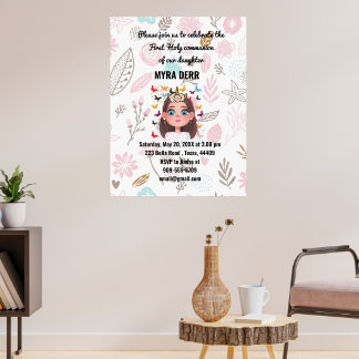 Butterfly Floral Girl First Heilige Kommune einlad Poster