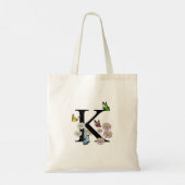 Butterfly Floral Letter K Monogram Tragetasche (Rückseite)