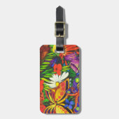 Butterfly Floral Natural Gold Metallic Gepäckanhänger (Vorderseite vertikal)