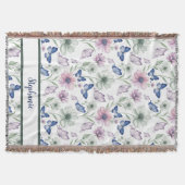 Butterfly Floral Pattern Throw Blanket Decke (Vorderseite)