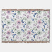 Butterfly Floral Pattern Throw Blanket Decke (Vorderseite)