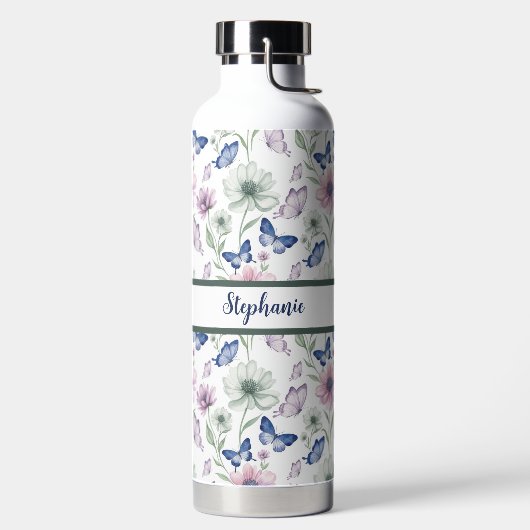 Butterfly Floral Pattern Water Bottle Trinkflasche (links)