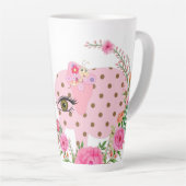 Butterfly Floral Pink Elephant Latte Tasse (Rechte Ecke)