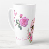 Butterfly Floral Pink Elephant Latte Tasse (Linke Ecke)