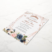 Butterfly Floral Pink Navy Quinceanera Folieneinladung (Gedreht)