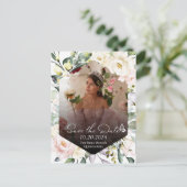 Butterfly Floral Quinceanera Foto Save the Date Postkarte (Stehend Vorderseite)