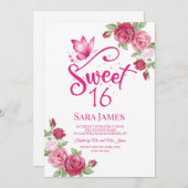 Butterfly Floral Sweet 16 Invitation Einladung (Vorne/Hinten)