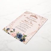 Butterfly Floral Tiara Blush Pink Marine Quinceane Folieneinladung (Gedreht)