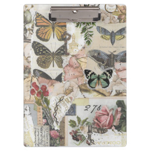 Butterfly Floral Vintag Ephemere Decoupage Klemmbrett