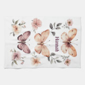 Butterfly Floral Wasserfarbe Eleganter INDIVIDUELL Geschirrtuch (Horizontal)