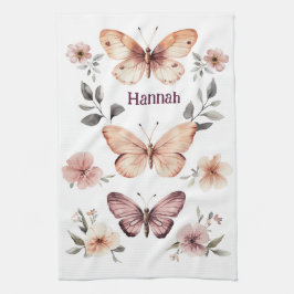Butterfly Floral Wasserfarbe Eleganter INDIVIDUELL Geschirrtuch