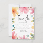 Butterfly Floral Watercolor Babydusche Dankeskarte (Vorderseite)